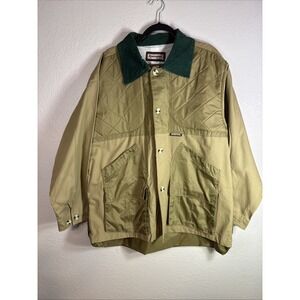 Vintage Remington Men's XL Hunting Jacket Shooting Beige Coat Gun Patches #35588